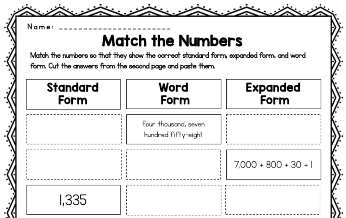 Writing Numbers In Standard Form Worksheets Free Printable Worksheet