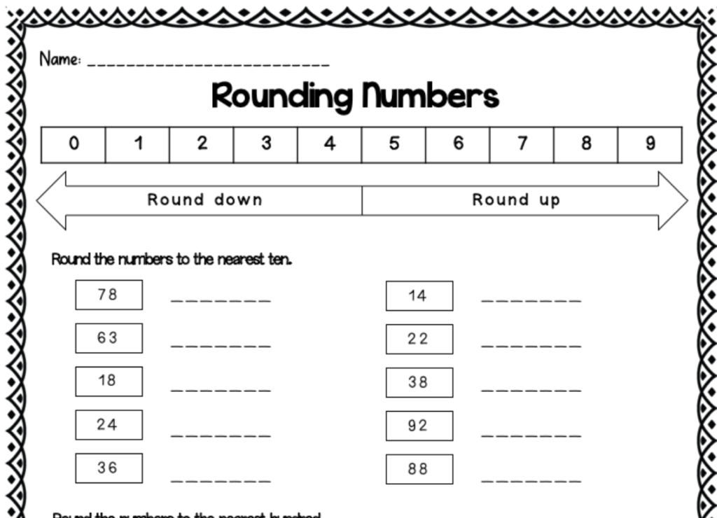 Rounding numbers worksheet