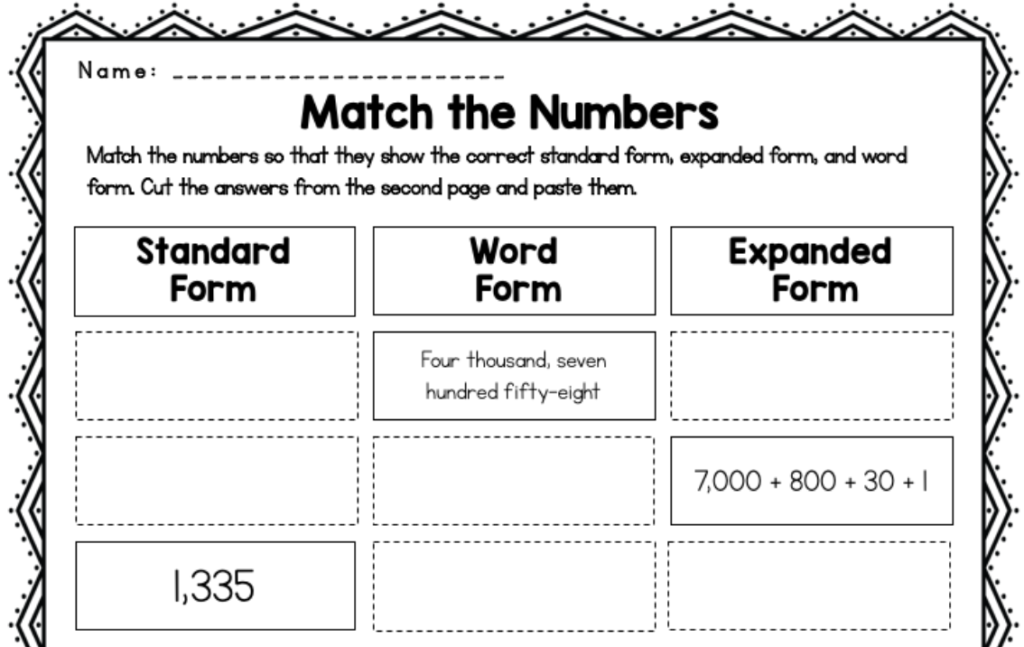 standard expanded and word form worksheets 3rd grade