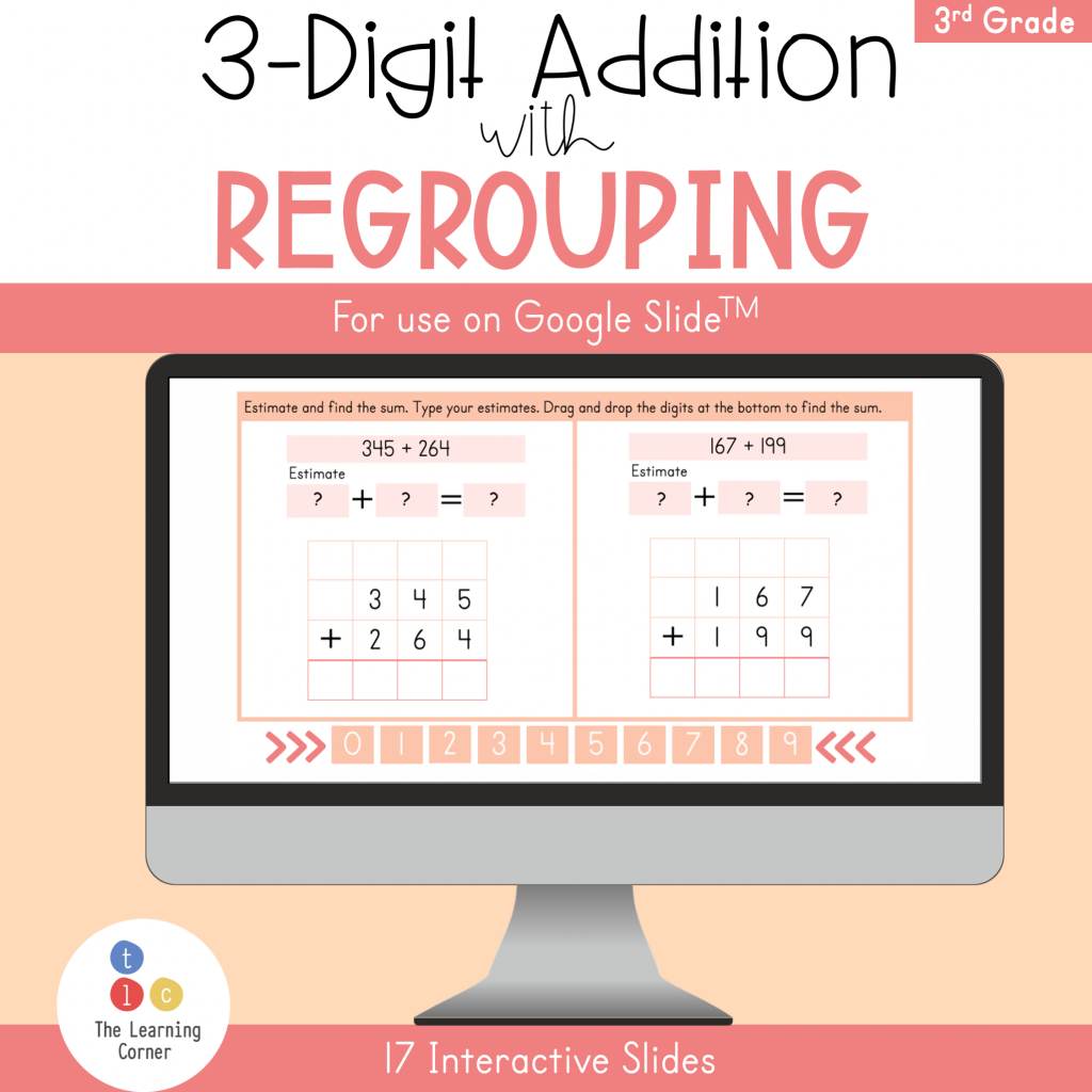 3-digit addition with regrouping digital activity