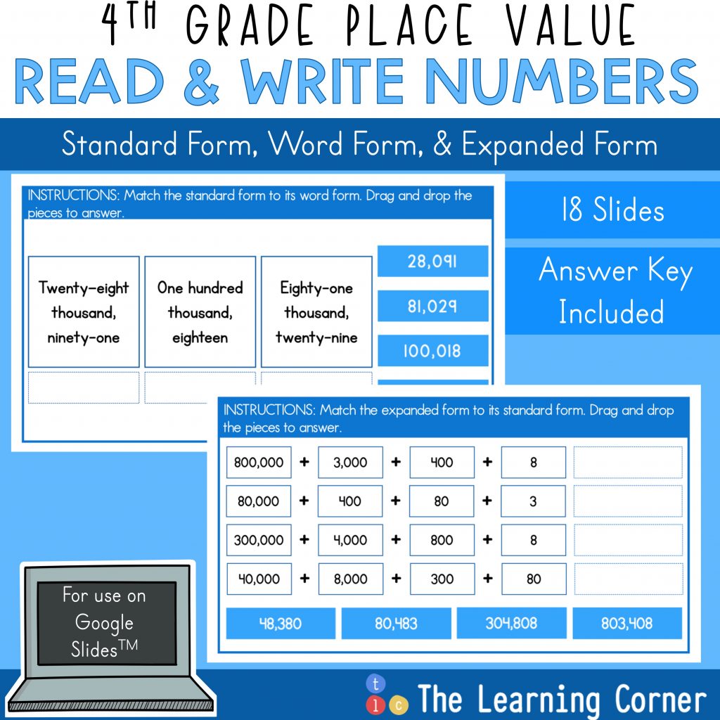 Read and Write Numbers in Standard Form, Word Form, and Expanded Form Digital Activity