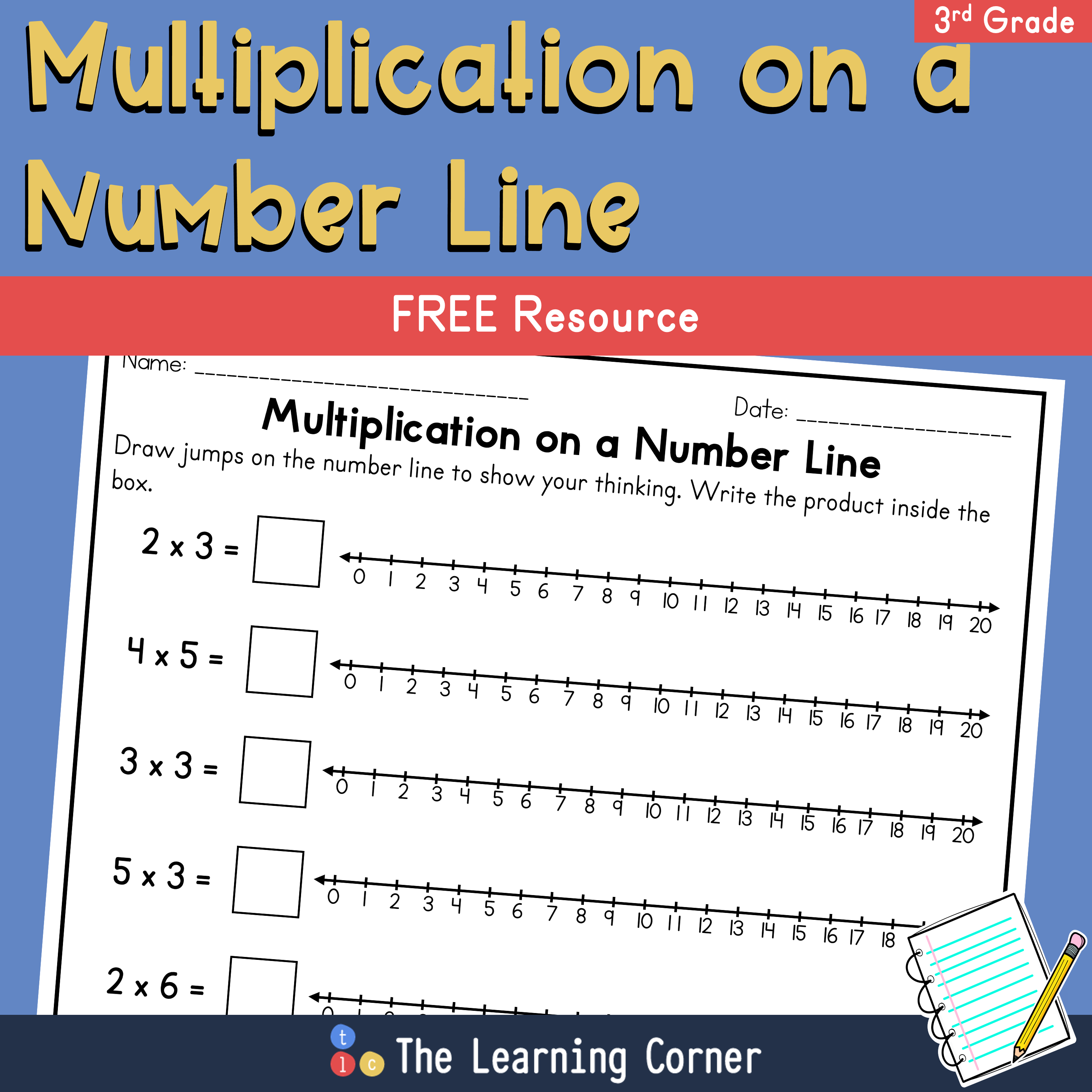 Multiplying on a Number Line Worksheet