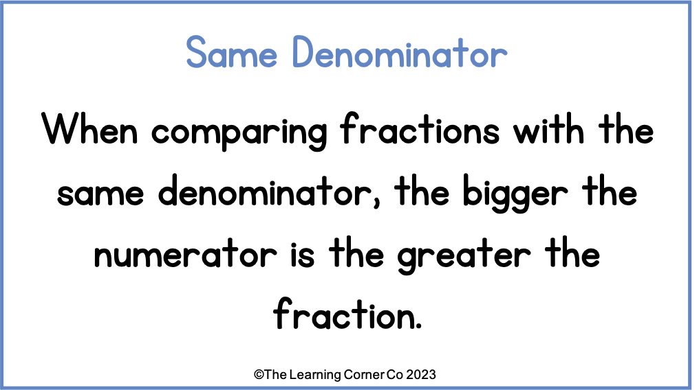 comparing fractions with same denominator