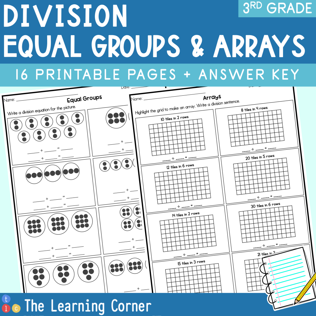 division equal groups and arrays worksheet