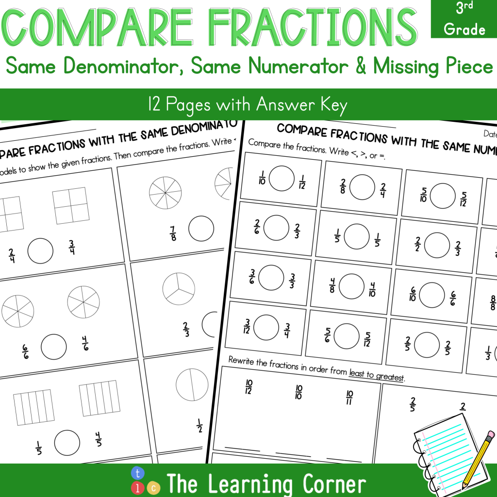 Compare Fractions 3rd grade Worksheet