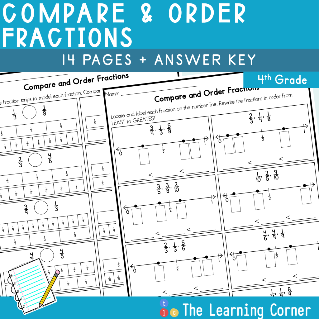4th Grade Compare and Order Fractions Worksheet