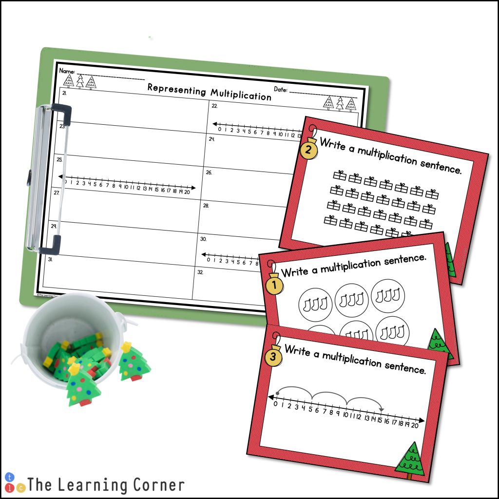 3rd Grade Christmas Multiplication Task Cards