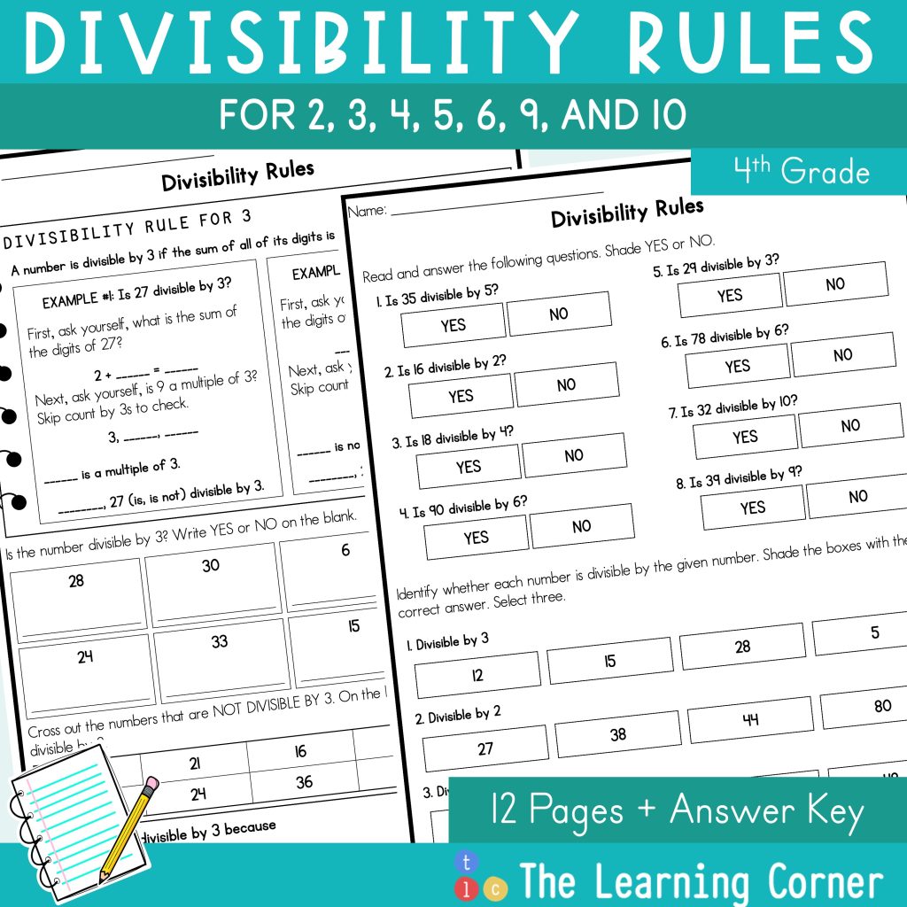 math worksheet for rules of divisibility