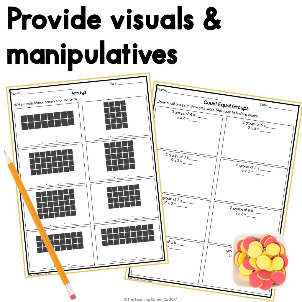 differentiated instruction sample - provide visuals and manipulatives
