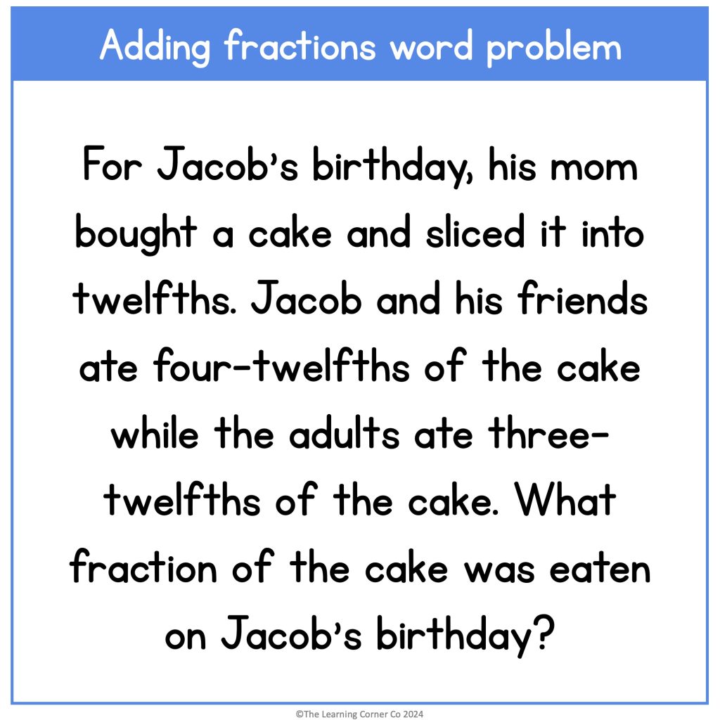 word problem sample adding fractions