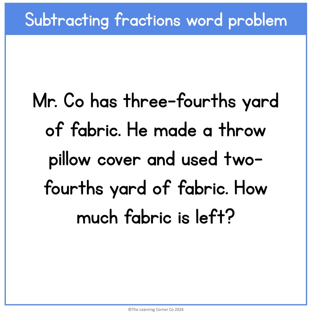 subtracting fractions word problem