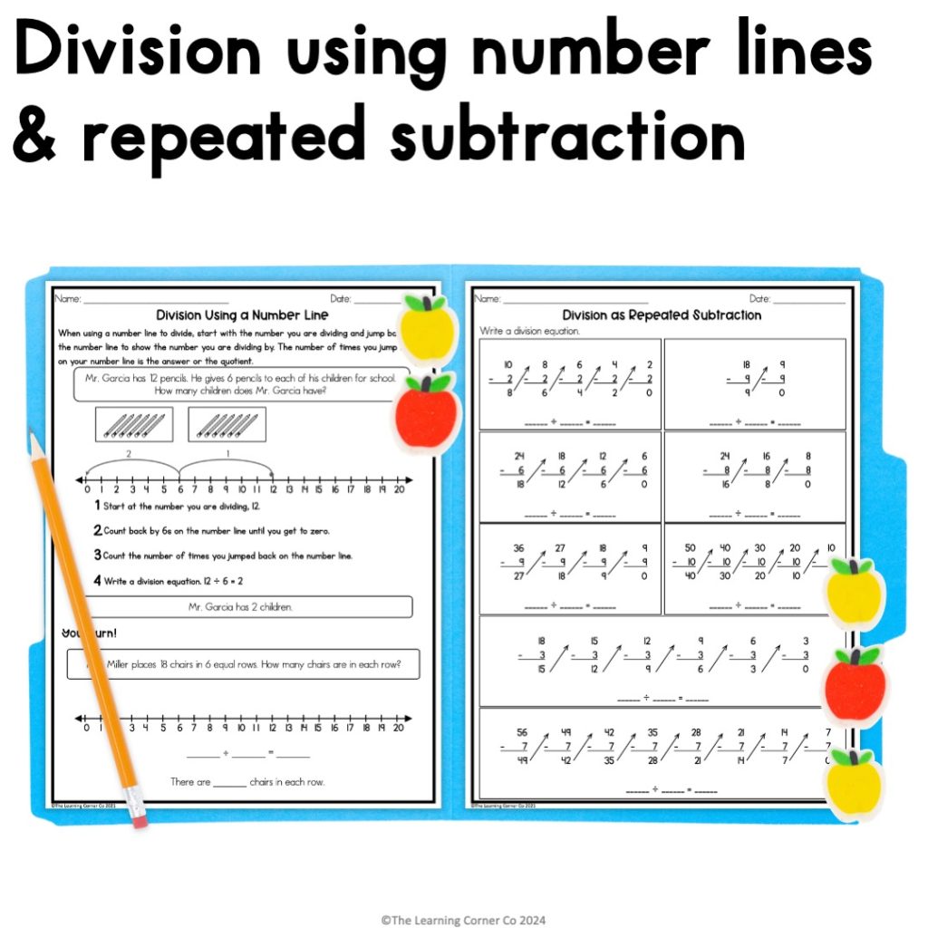 division number lines worksheet