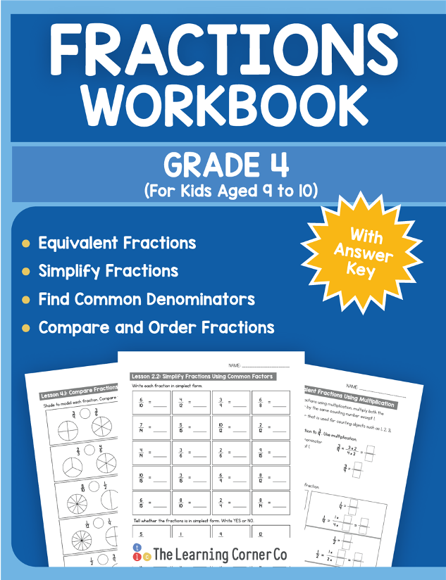 Comparing fractions workbook grade 4