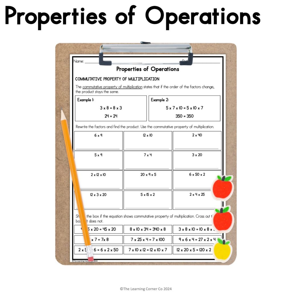 properties of operations worksheet