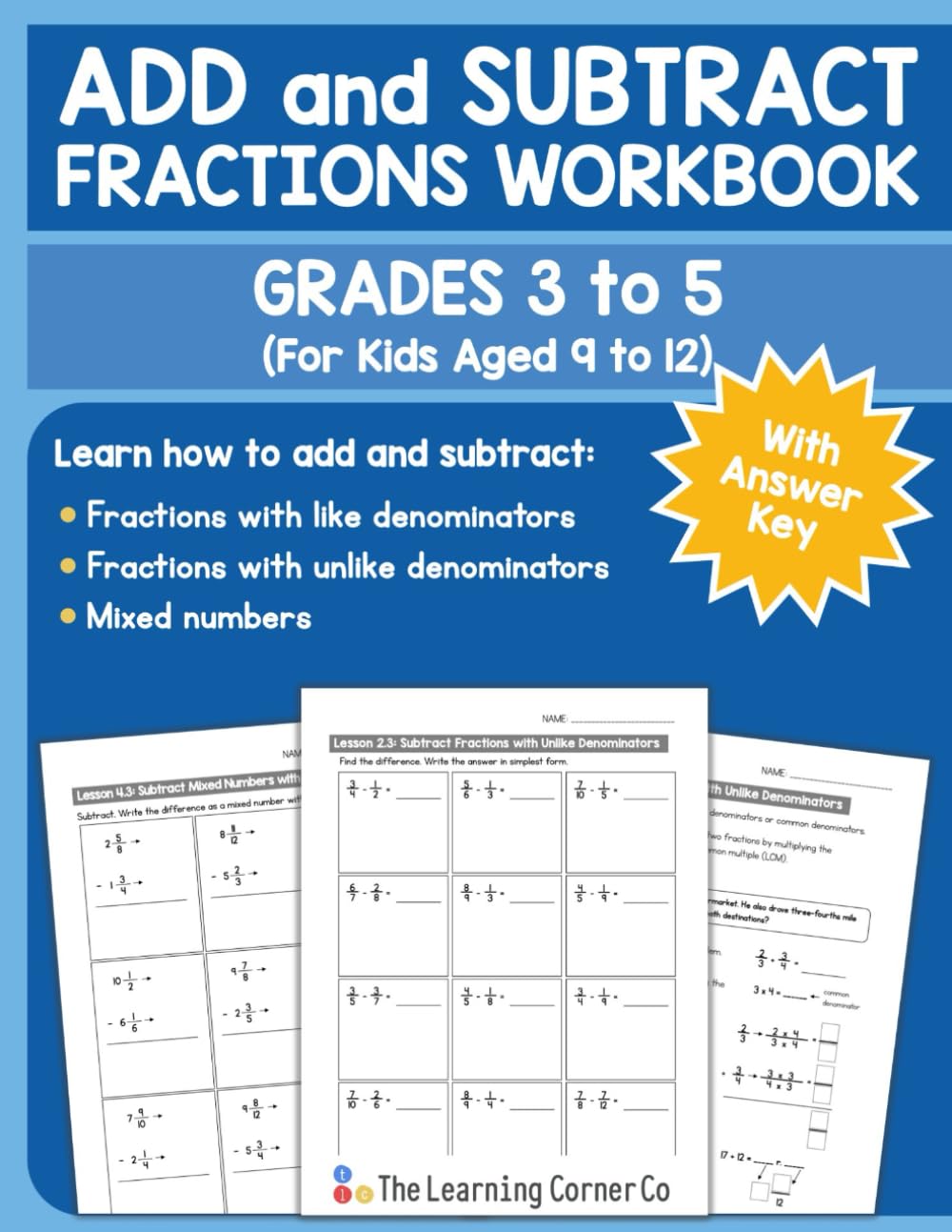 add and subtract fractions workbook grade 4