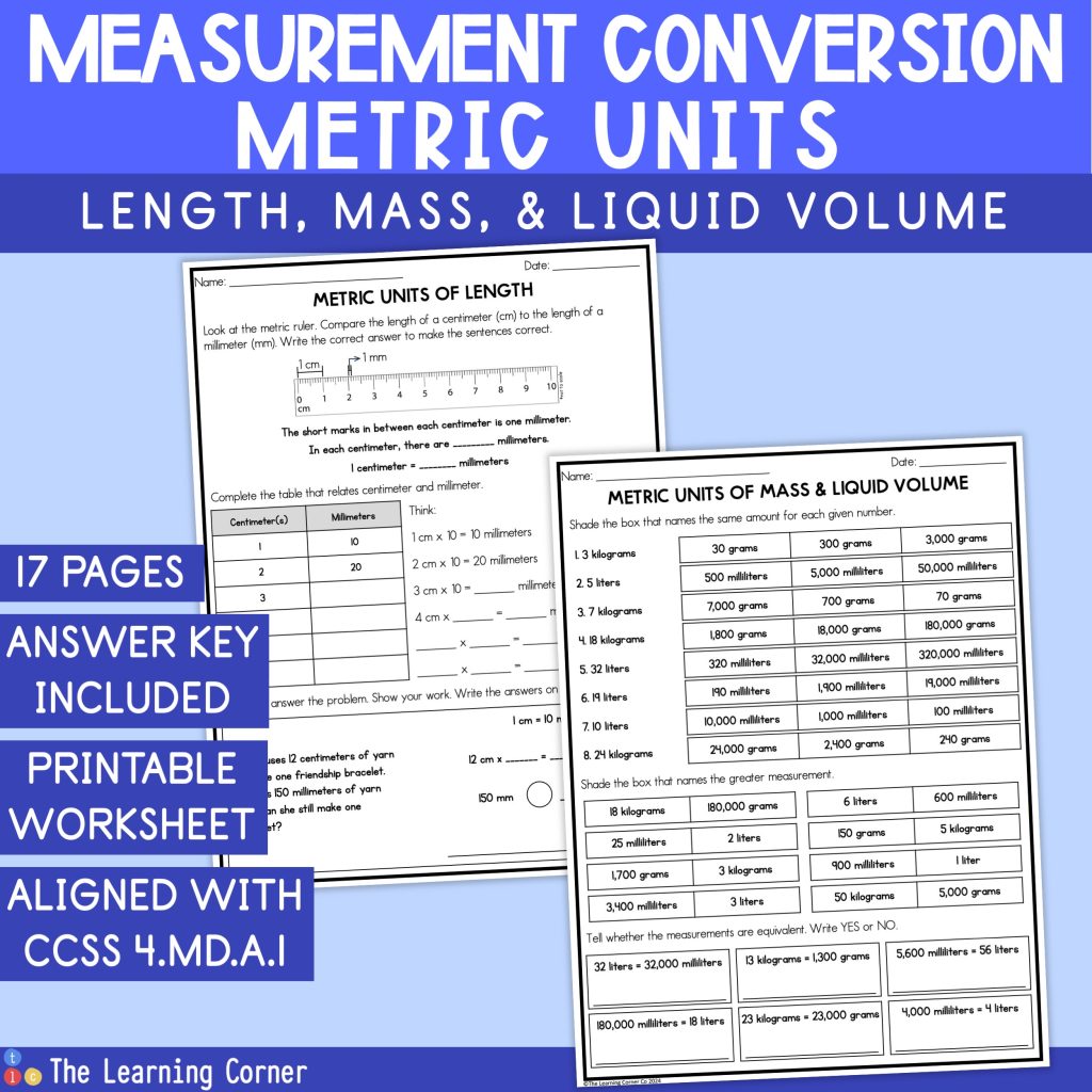 Metric units conversion worksheet