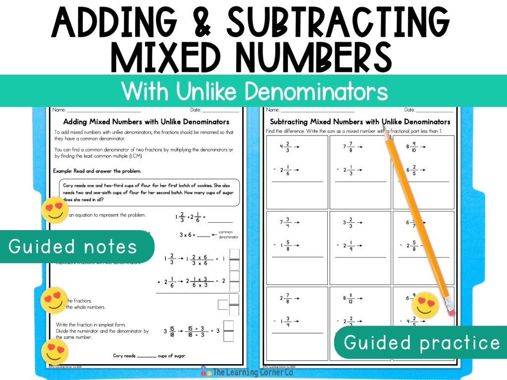adding and subtracting mixed numbers worksheet