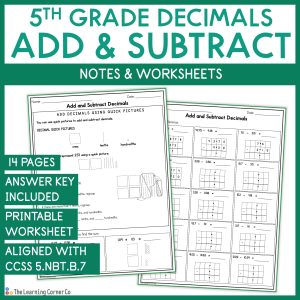 adding and subtracting decimals worksheet