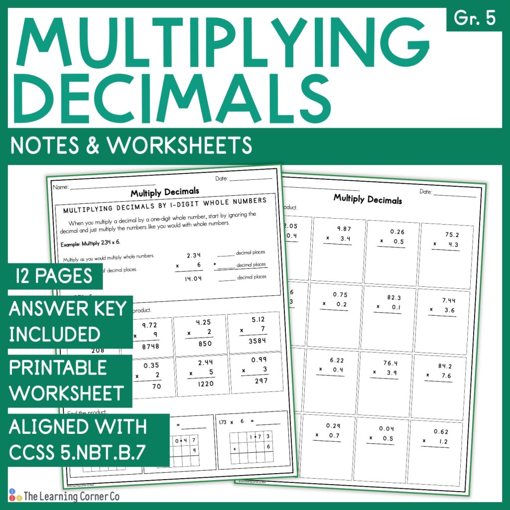 5th grade Multiplying Decimals Worksheet