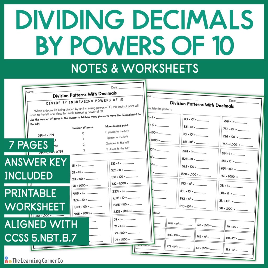 patterns in dividing decimals worksheet
