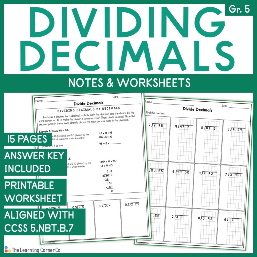 dividing decimals worksheet